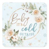 Baby It's Cold Outside Blue Winter Shower Sprinkle Square Sticker