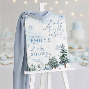 Baby It's Cold Outside Blue Winter Welcome Sign