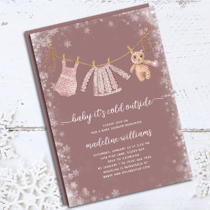Baby It's Cold Outside Boho Girl Baby Shower Invitation