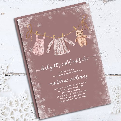 Baby Its Cold Outside Boho Girl Baby Shower  Invitation