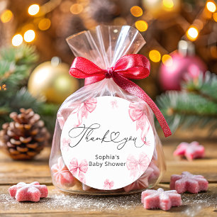 Baby Its Cold Outside Bow Baby Shower Thank You Classic Round Sticker