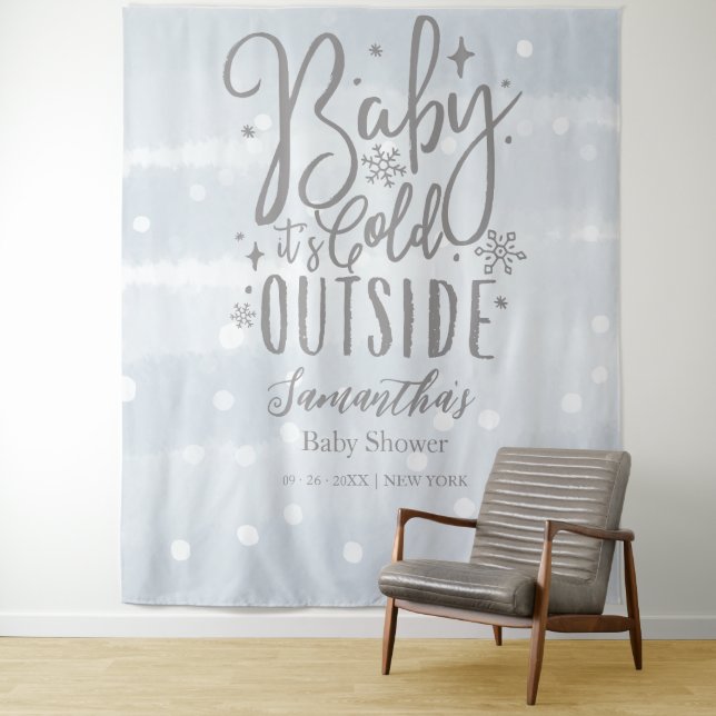 Baby It's Cold Outside Boy Baby Shower Backdrop (In Situ)