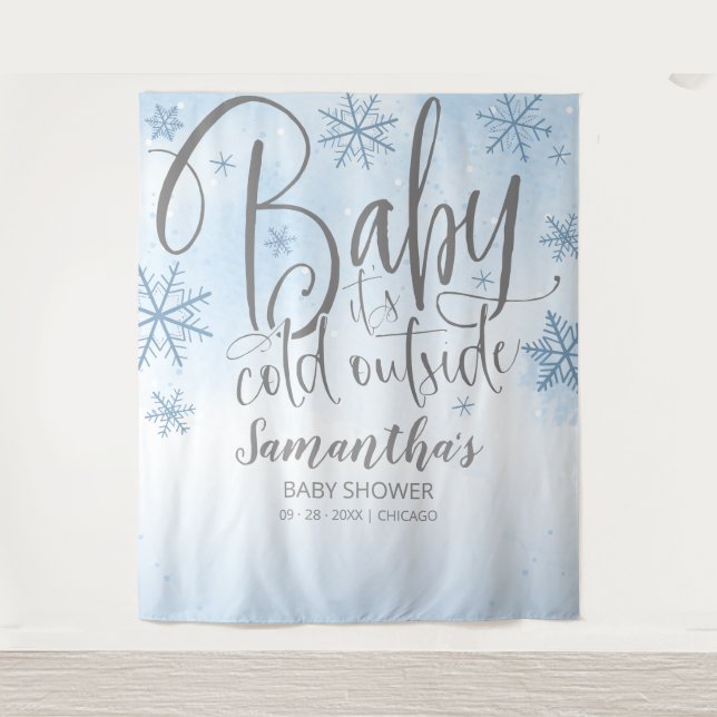 Baby It's Cold Outside Boy Baby Shower Backdrop (Front)