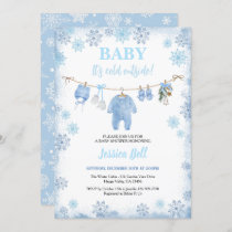 Baby It's Cold Outside Boy Baby Shower Blue Winter Invitation