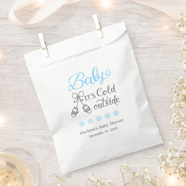 Baby Its Cold Outside Boy Baby Shower Favor Bag (Clipped)