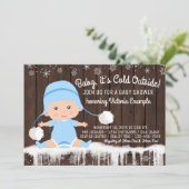 Baby its Cold Outside Boy Baby Shower Invitation (Standing Front)