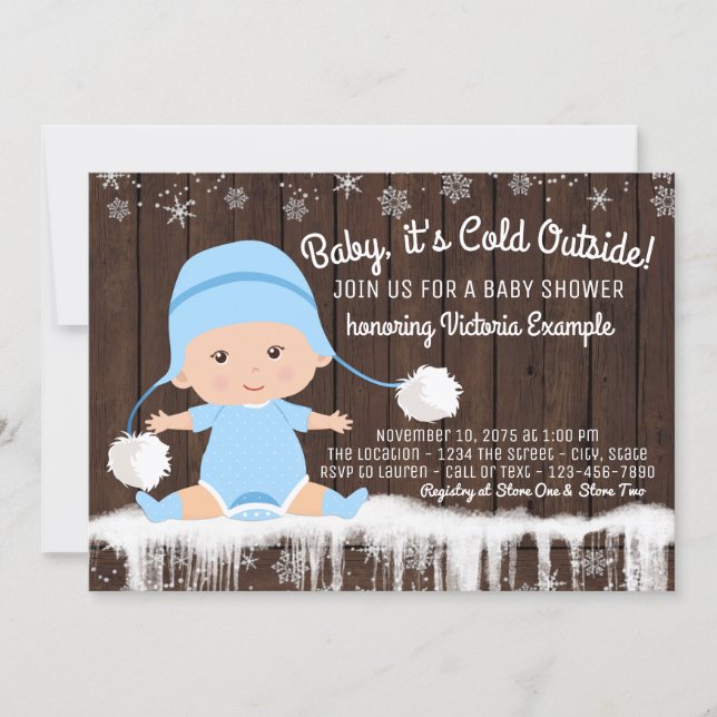 Baby its Cold Outside Boy Baby Shower Invitation (Front)