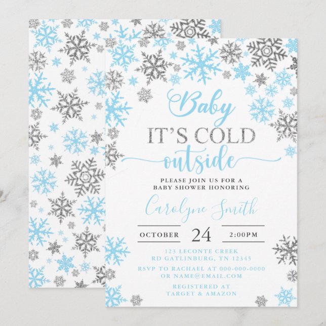 Baby Its Cold Outside Boy Baby Shower Invitation (Front/Back)