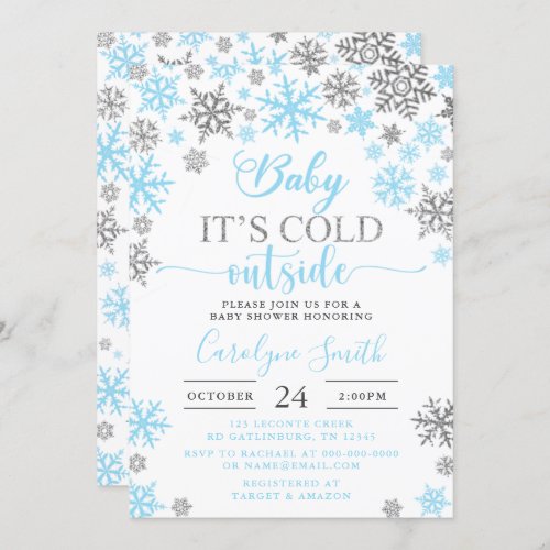 Baby Its Cold Outside Boy Baby Shower Invitation