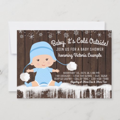 Baby its Cold Outside Boy Baby Shower Invitation