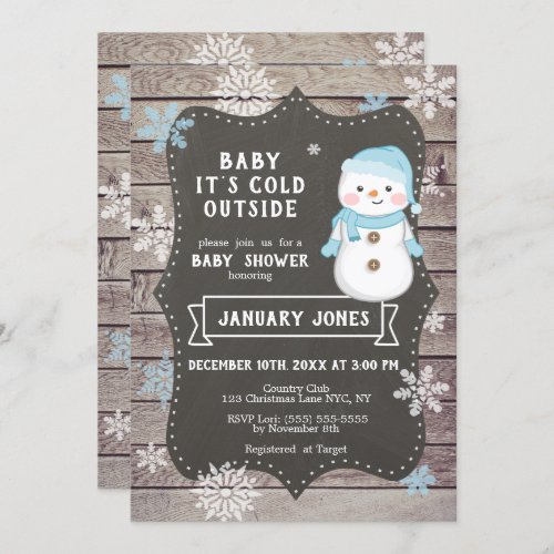 Baby Its Cold Outside Boy Baby Shower Snowman Invitation