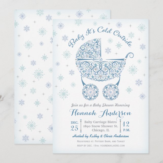 Baby It's Cold Outside, Boy Shower Invitation (Front/Back)