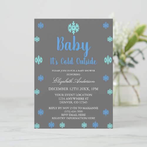 Baby Its Cold Outside Boy Winter Baby Shower Invitation