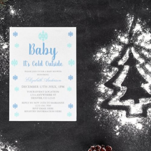 Baby Its Cold Outside Boy Winter Baby Shower Invitation