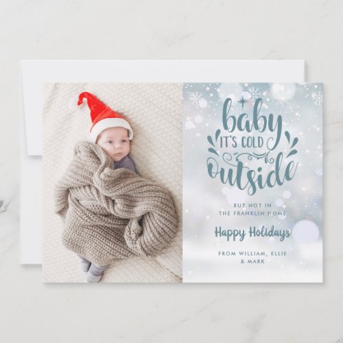 Baby Its Cold Outside Boy Winter Holiday Birth Announcement