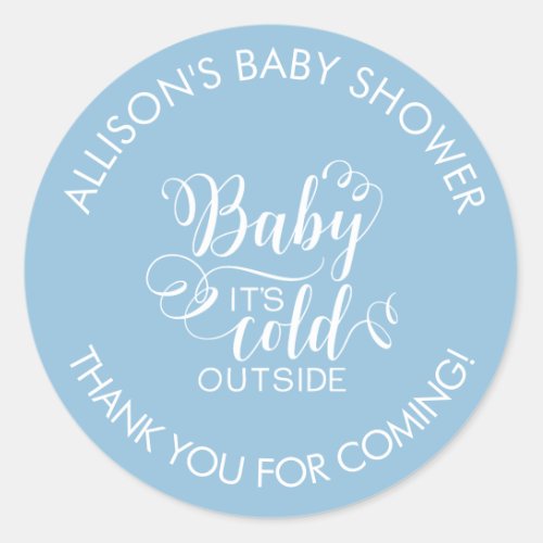 Baby Its Cold Outside Boys Shower Favor Sticker