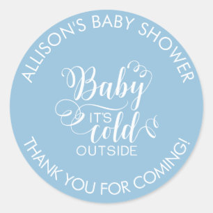 Baby It's Cold Outside Boys Shower Favor Sticker