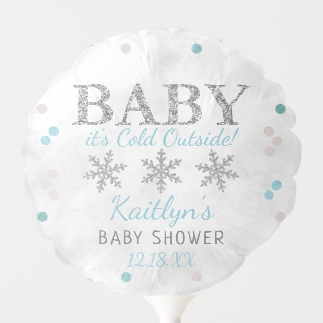 Baby It's Cold Outside Boys Winter Baby Shower Balloon (Front)
