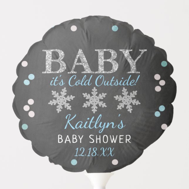 Baby It's Cold Outside Boys Winter Baby Shower Balloon (Front)