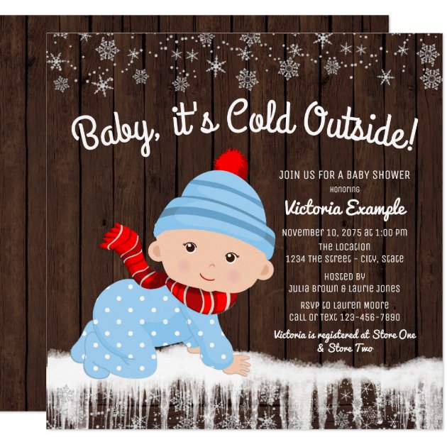 Baby Its Cold Outside Boys Winter Baby Shower Invitation