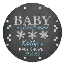 Baby It's Cold Outside Boys Winter Baby Shower Classic Round Sticker