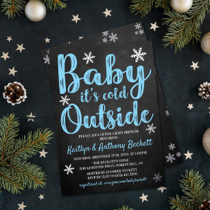 Baby It's Cold Outside Boys Winter Baby Shower Foil Invitation