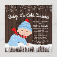 Baby its Cold Outside Boys Winter Baby Shower Invitation