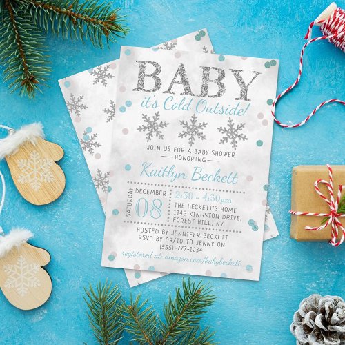 Baby Its Cold Outside Boys Winter Baby Shower Invitation