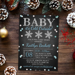 Baby It's Cold Outside Boys Winter Baby Shower Invitation