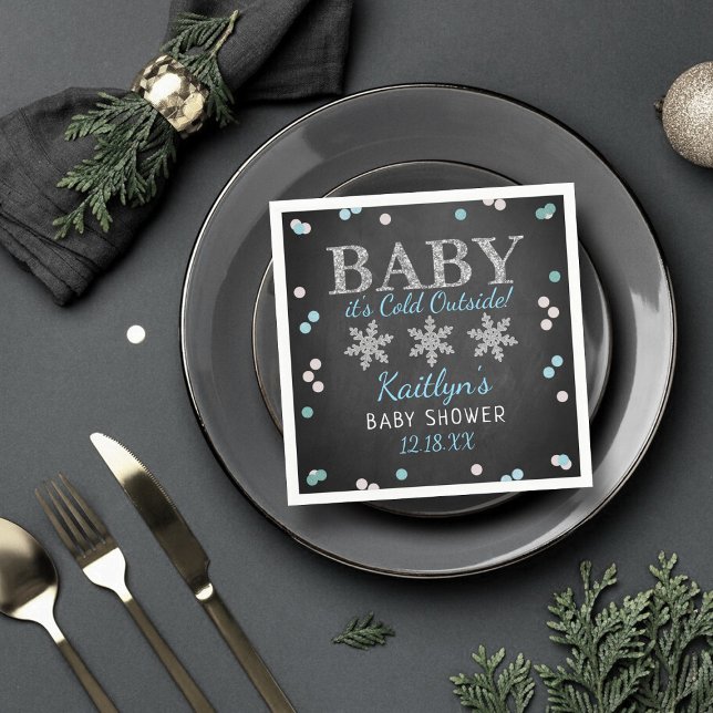 Baby It's Cold Outside Boys Winter Baby Shower Napkins (Creator Uploaded)