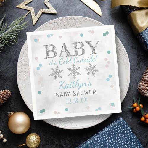 Baby Its Cold Outside Boys Winter Baby Shower Napkins