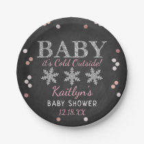 Baby It's Cold Outside Boys Winter Baby Shower Paper Plates