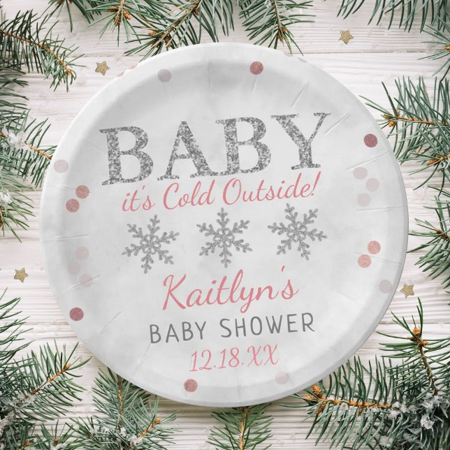 Baby It's Cold Outside Boys Winter Baby Shower Paper Plates (Creator Uploaded)
