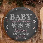 Baby It's Cold Outside Boys Winter Baby Shower Paper Plates<br><div class="desc">Celebrate in style with these trendy baby shower paper plates. The design is easy to personalize with your own wording and your family and friends will be thrilled when they see these fabulous party plates.</div>