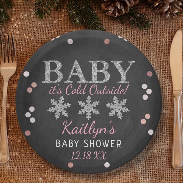 Baby It's Cold Outside Boys Winter Baby Shower Paper Plates (Creator Uploaded)