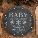 Baby It's Cold Outside Boys Winter Baby Shower Paper Plates<br><div class="desc">Celebrate in style with these trendy baby shower paper plates. The design is easy to personalize with your own wording and your family and friends will be thrilled when they see these fabulous party plates.</div>