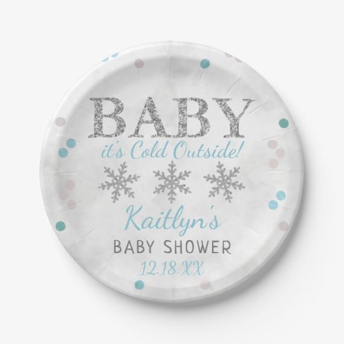 Baby Its Cold Outside Boys Winter Baby Shower Paper Plates