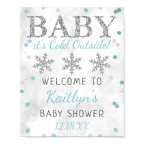 Baby It's Cold Outside Boys Winter Baby Shower Poster