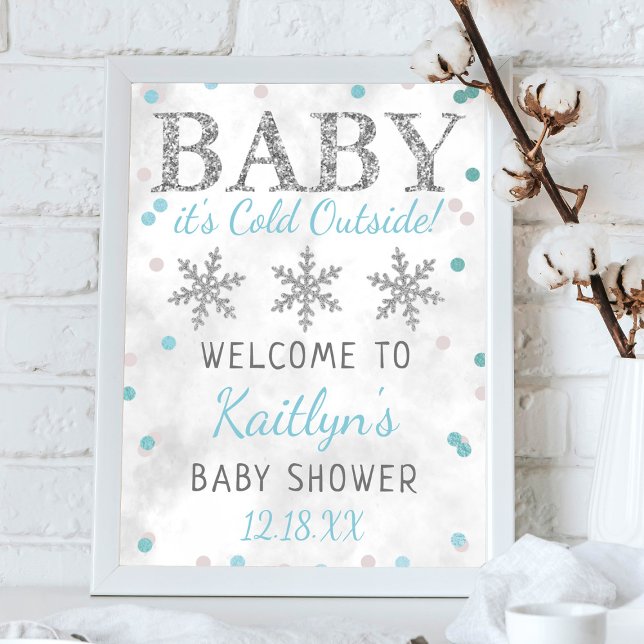 Baby It's Cold Outside Boys Winter Baby Shower Poster (Creator Uploaded)