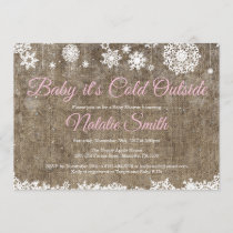 Baby Its Cold Outside Burlap Winter Baby Shower Invitation