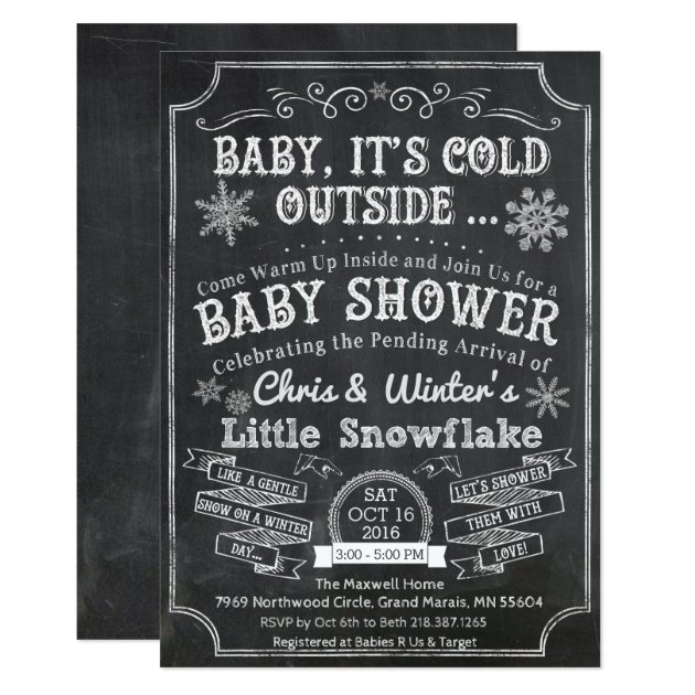 Baby Its Cold Outside Chalk Baby Shower Invitation