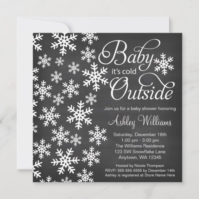 Baby It's Cold Outside Chalkboard Baby Shower Invitation (Front)