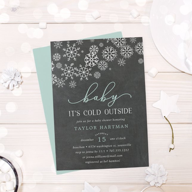 Baby It's Cold Outside Chalkboard Baby Shower Invitation (Creator Uploaded)