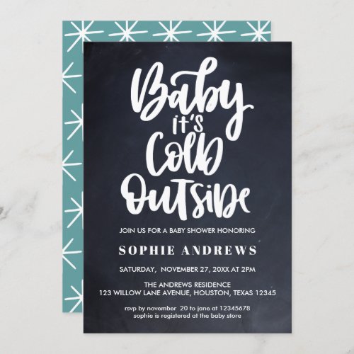 Baby Its Cold Outside   Chalkboard  Baby Shower Invitation