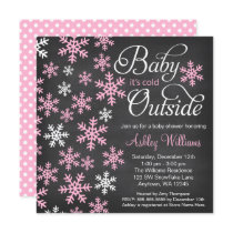 Baby It's Cold Outside Chalkboard Pink Baby Shower Invitation