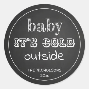 Baby Its Cold Outside Chalkboard Vintage Classic Round Sticker