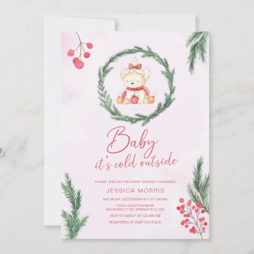 Baby its cold outside Christmas Baby Shower Invit Invitation