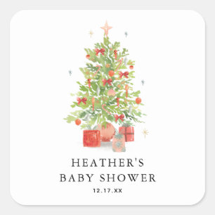 Baby It's Cold Outside Christmas Baby Shower Square Sticker