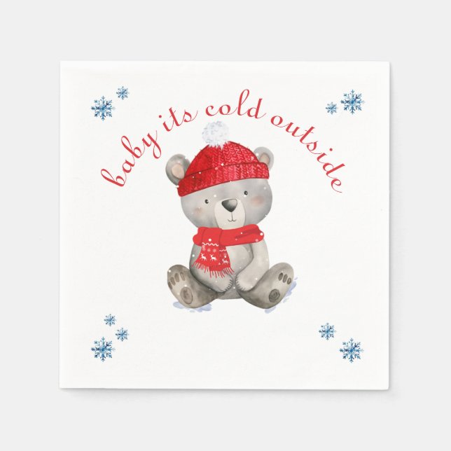 Baby it's cold outside Christmas Bear Napkins (Front)