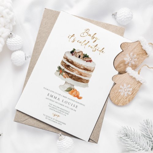 Baby Its Cold Outside Christmas Cake Baby Shower  Invitation